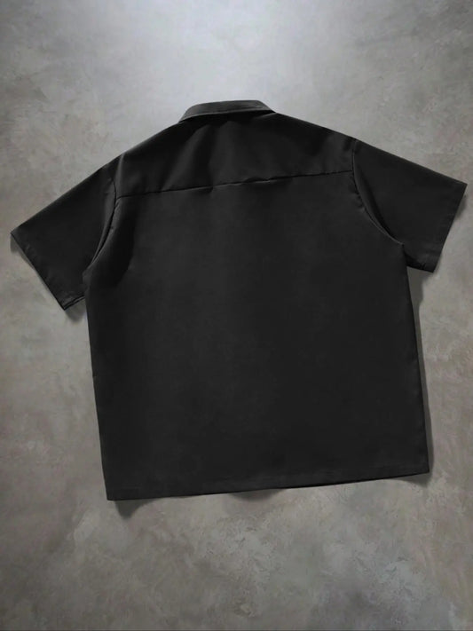 Men's Solid Pocket Short Sleeve Shirt, Button Up Pocket, Loose Casual Relaxed Fit Comfy Button Design Top for Daily Wear, Men's Clothes for Summer, Tropical
